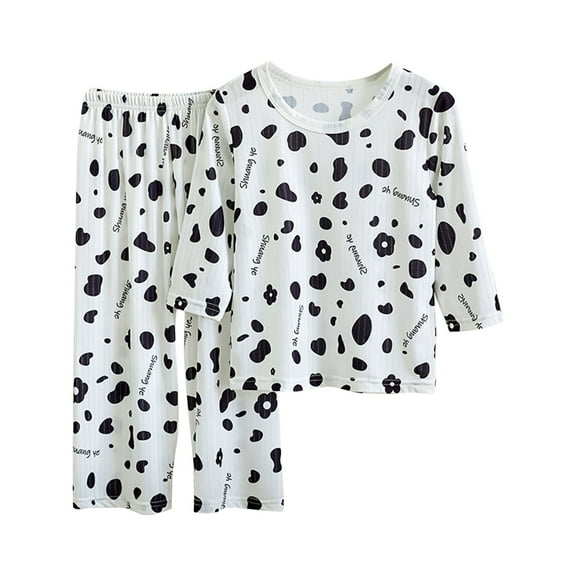 Agkizg Summer Toddler Girls Outfit Sets,Kids Girls Clothing Sets,Children's Home Suit Set Long Sleeved Sleepwear Tops and Pants Casual 2 Piece Outfits