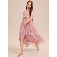 thumbnail image 2 of Drtj 2-14T Chiffon Flower Girls Dresses Wedding Party Halter Sleeveless Junior Bridesmaid Dress, 2 of 6