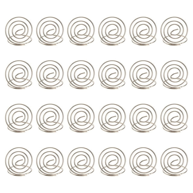 24 Pcs Stainless Steel Creative Round Shape Holder Circle Stereo Note Pad Table Number Holders Menu Clips(Silver)