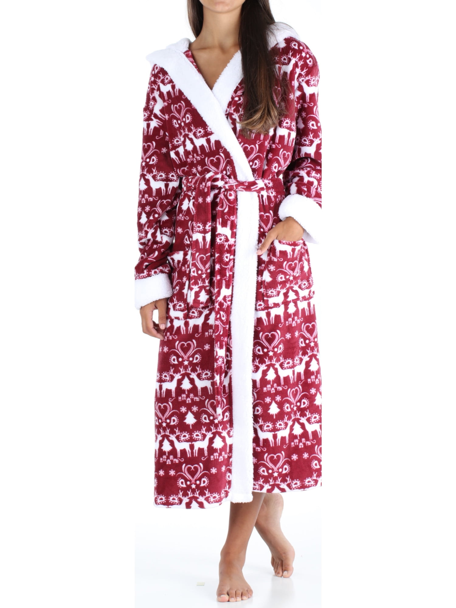 PajamaMania Women's Plush Fleece Long Bathrobes