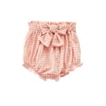 thumbnail image 1 of Qmyliery Baby Girls Triangle Pants, Plaid Ruffle Ruched Big Waist Bow High Waist Briefs, Infant/Toddler Stretchy Thigh Cuff Underwear, 1 of 6
