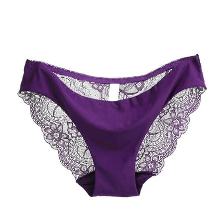 

2pcs Women Sexy Seamless Briefs Transparent Panties Lace Underwear 13 L