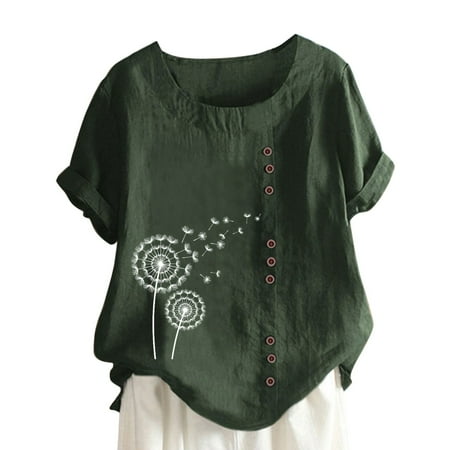 

Shirts for Women Shirts for Women Women s Casual Round Neck Blouse Short Sleeve Print Loose Shirt Tops Crop Top Crop Tops for Women Clearance 2022 White Tank Tops Women Green M