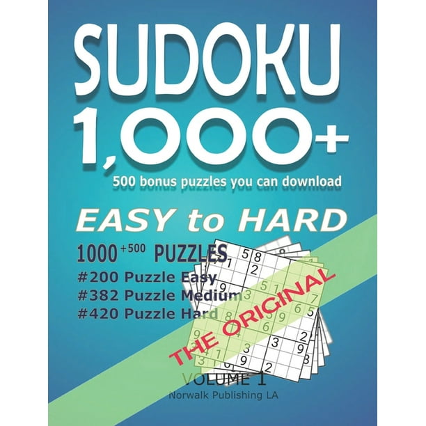 crazy for sudoku 1 000 sudoku puzzles easy to hard sudoku puzzle book for adults from easy to hard volume 1 with solution large print paperback walmart com