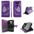 thumbnail image 1 of White Butterfly Purple Wallet Folio Case for LG G5 H820 Fashion Flip PU Leather Cover Card Cash Slots & Stand, 1 of 2
