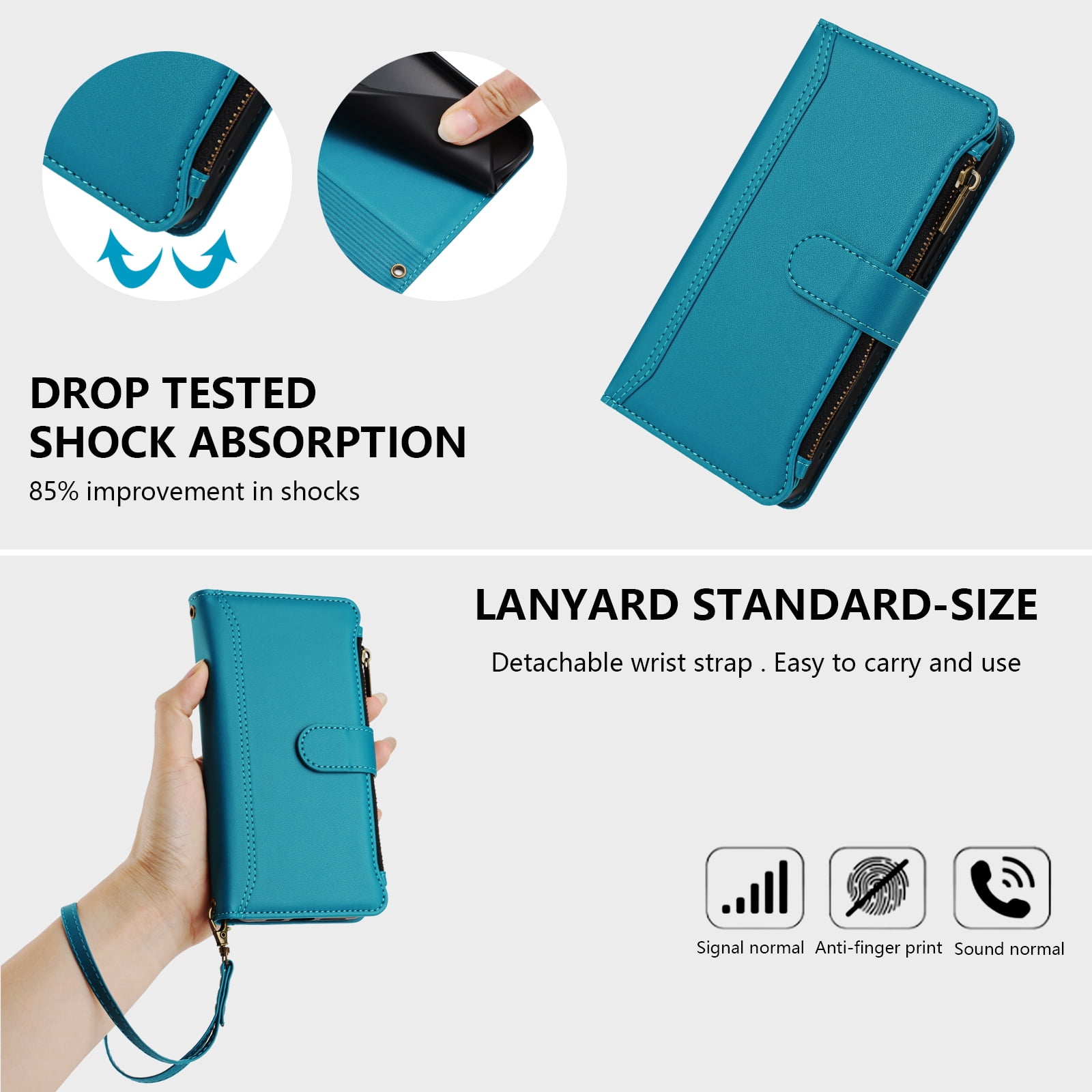Case for TCL K23 Classic Leather Phone Case with Detachable Wrist Strap Zipper Pocket Card Holder Kickstand Support Wireless Charging Shockproof Cover
