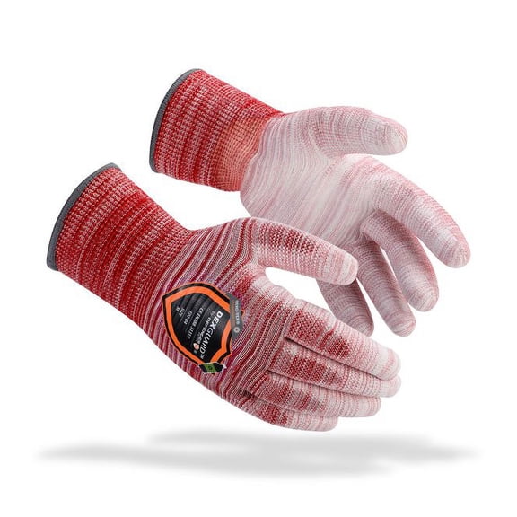 DEXGUARD™ 13G Recycled Polyester Knit Liner, Rainbow Red Gloves, Cut Level 1, Abrasion Resistant Level 3, Polyurethane Coating - 12 Pack