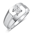 thumbnail image 4 of RYLOS Men's Rings 14K White Gold Ring Classic Solitaire 7X5MM Oval Shape Gemstone Designer Band White Topaz April Birthstone Rings For Men Size 9, 4 of 5