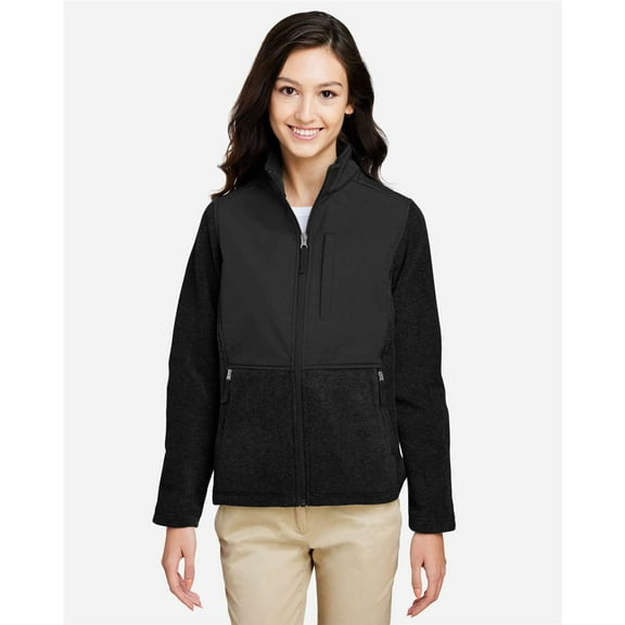 CORE365 CE890W Women's Journey Summit Hybrid Full-Zip-Black/ Black-2XL