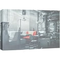 thumbnail image 3 of PixonSign Canvas Print Wall Art Orange Seats in Restaurant Places Cities Photography Realism Modern Scenic Relax/Calm Blue Duotone for Living Room, Bedroom, Office - 12"x18", 3 of 5