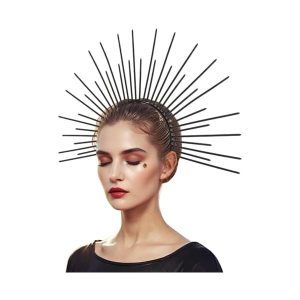 wonima44 Halloween Halo Crown Headband,Women's Goddess Black Spike Crown Headpiece Angel Headpiece Headdress for Cosplay Halloween Costumes Party Favors