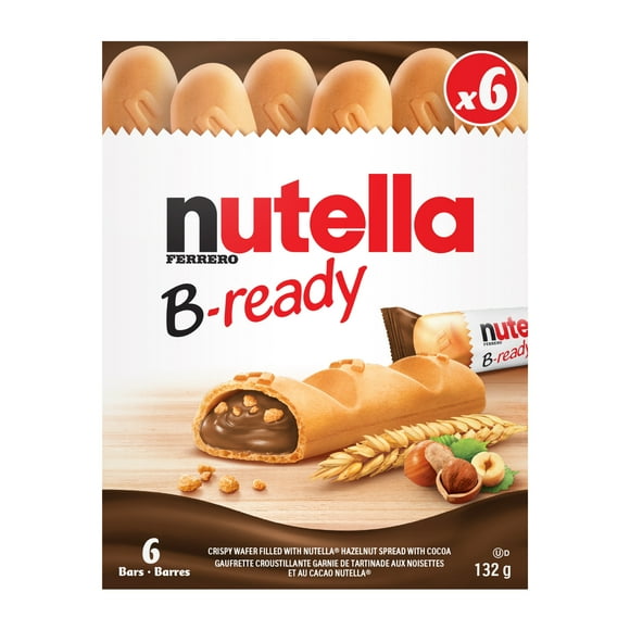 Nutella B-ready, 6 bars pack, Crunchy wafer filled with delicious Nutella, 6x22g, 132g