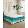 thumbnail image 2 of Teal Ombre Wrap Around Bed Skirts for Queen Bed 16" Drop,Bed Skirt with Adjustable Elastic Belt Dust Ruffle Bed Valance for Bedroom Hotel Turquoise White Gradient Modern Abstract Art Bed Frame Cover, 2 of 7
