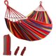 thumbnail image 1 of Hamaca de algodón de alta calidad, tela de lona gruesa estilo brasileño, ideal para relajarse al aire libre, montaje rápido, bolsa de transporte compacta, resistente a la intemperie, soporta hasta, 1 of 6