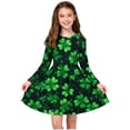 thumbnail image 2 of Robe à Manches Longues pour Filles, Robe Patineuse Évasée et Tournoyante, Robe Extensible pour Récital de Ballet, Robe de Fête à Col Rond pour Enfants, Tenue de Vacances et de Tous les Jours, 2 of 6
