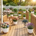 thumbnail image 3 of FIASON 9 Pack Plastic 5/5.5/6/6.5/7/8/9/10/12 Inch White with Brown Self Watering Plant Pots,Include Watering Lip,Drainage Holes & Removable Saucer for Indoor Outdoor Use, 3 of 10