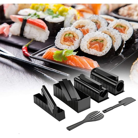 LINLIN Sushi Making Kit, 10 Pieces Plastic Sushi Maker Tool, Professional Sushi Mold Set for Home Restaurant Hotel