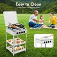thumbnail image 5 of 4 Burners Propane Gas Stove, Outdoor Portable Gas Stove Patio Burner Manual Ignition Camping Stove Standup Grill with 2 Tiers Stand and Wind Blocking Cover for Home Use (White), 5 of 18