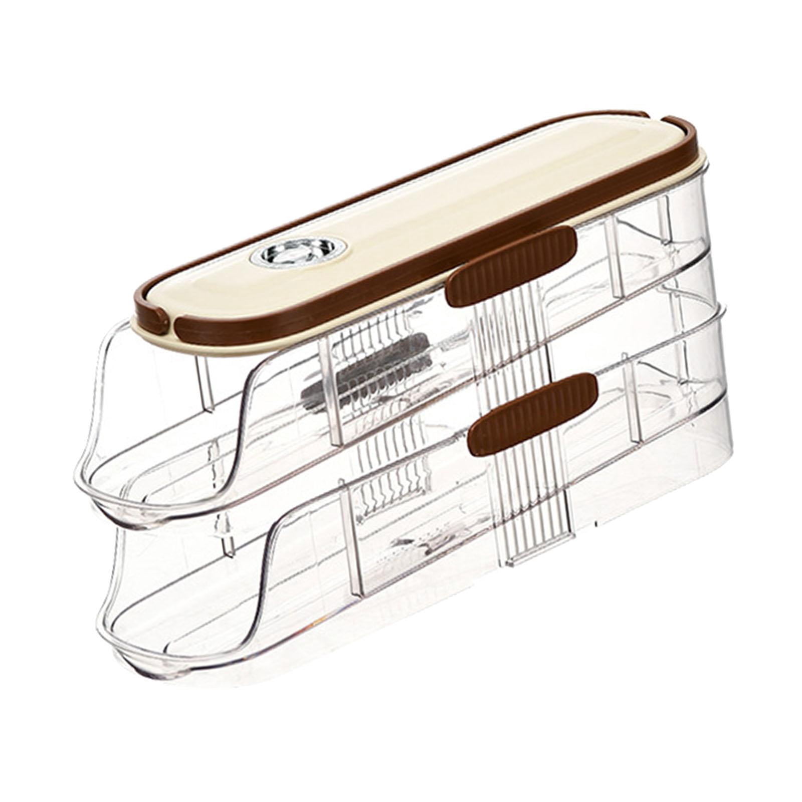 Fiocias Auto Rolling Egg Dispenser Egg Tray Egg Storage Egg Holder for Fridge for Pantry 2 Tiers