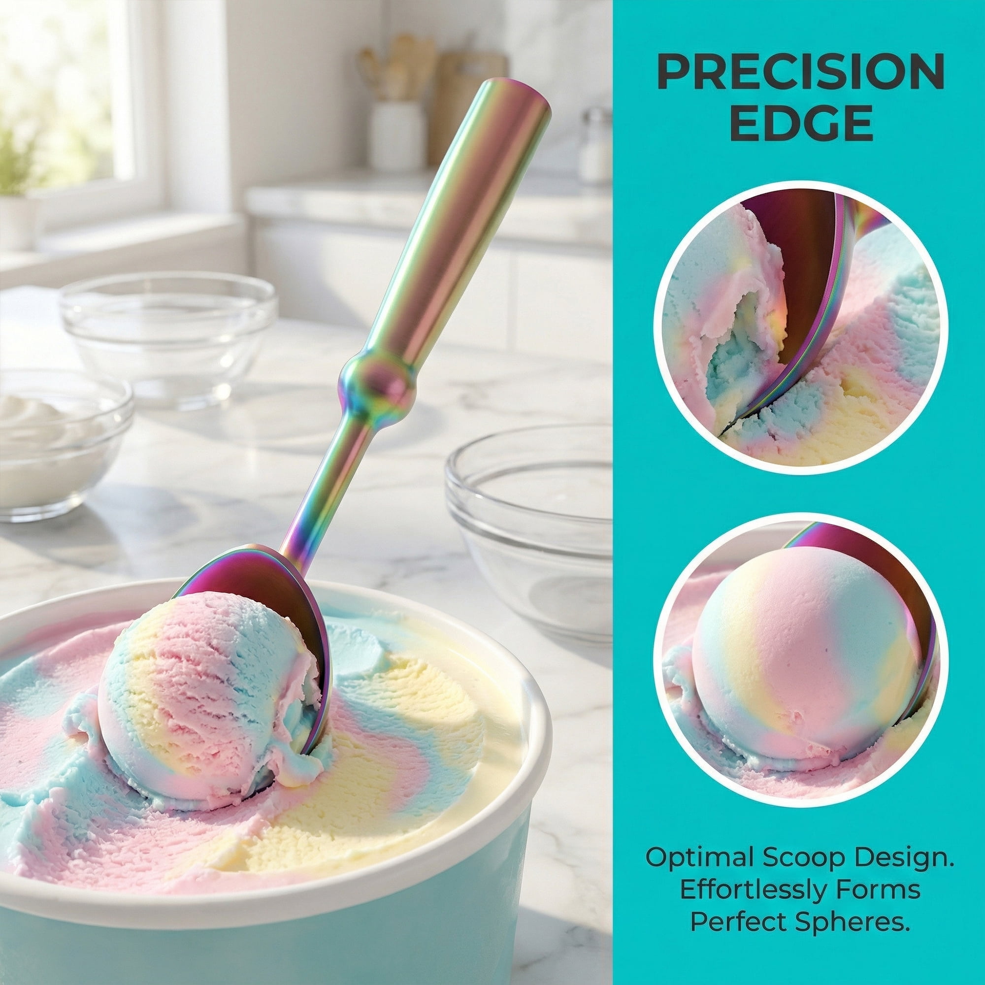 Unique Bargains Stainless Steel Ice Cream Scoop for Easy Release Multicolor
