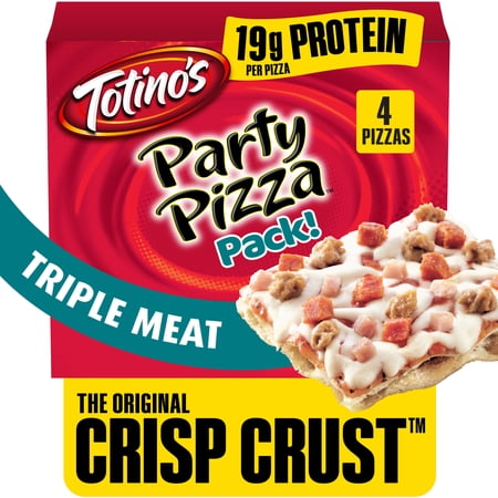 Totino's Party Pizza, Triple Meat, Thin Crust, 19g Protein, 42 oz, 4 Count (Frozen)