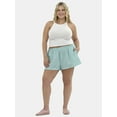 thumbnail image 2 of No Boundaries Striped Seersucker Bungee Shorts, 2" Inseam, Women's and Women's Plus, 2 of 5