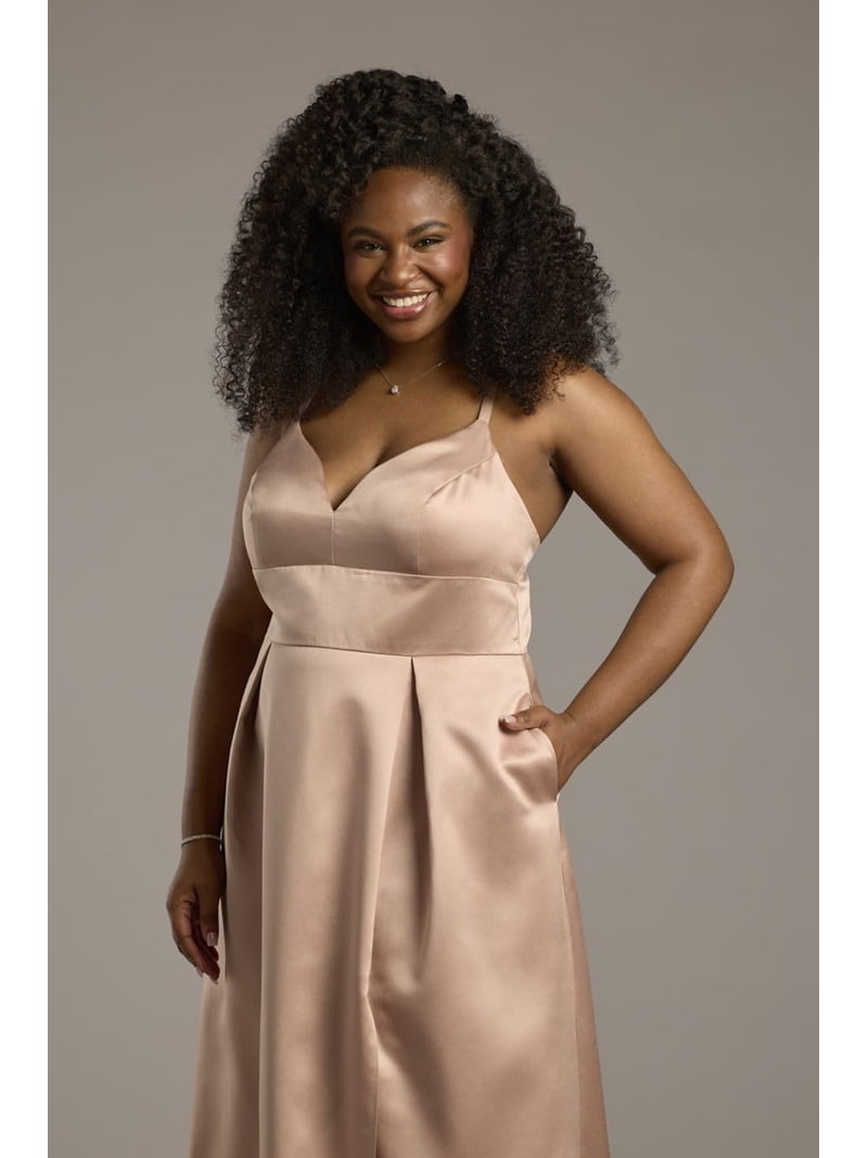 David's Bridal, The Edit by DB Studio Women's Formal Empire Waist Ball Gown,  Full Length, Satin - Walmart.com
