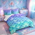 thumbnail image 2 of meiyoeat Ombre Sparkle Mermaid Full Size Bedding Sets for Girls, Gradient Star Ocean Wildlife Full Size Bed in a Bag, Blue Purple, Reversible, 7pcs, 2 of 5