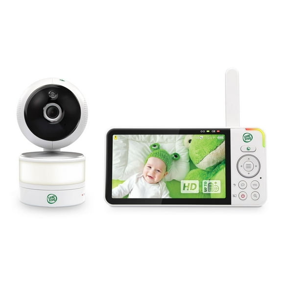 LeapFrog LF915HD Moniteur haute définition 720p de 5 po, panoramique à 360 Degrés, visionnement en panoramique et inclinaison de 5 po, caméra HD et vision nocturne couleur, (blanc)