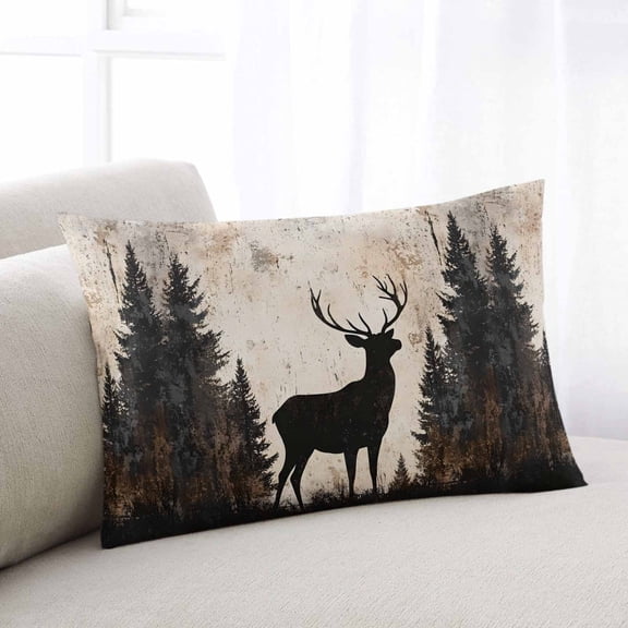 Vintage Forest Deer Standard Pillow Covers, Rustic Country Wildlife Woodland Soft Throw Pillow Cases with Invisible Zipper, Decorative Pillowcase Pillows Protectors for Sofa Bed Chair 20"x26"