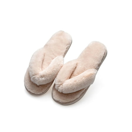 

Lacyhop Ladies Womens Flip Flop Slippers Plush Indoor Thong Home Spa Toe Shoes