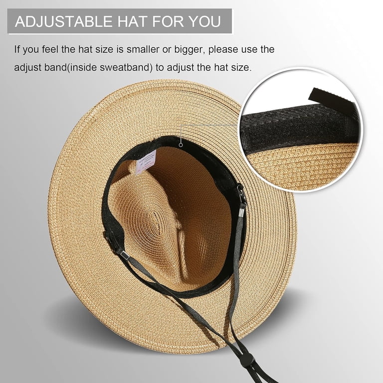 Women Wide Brim Straw Panama Roll up Hat Fedora Summer Beach  display picture 2