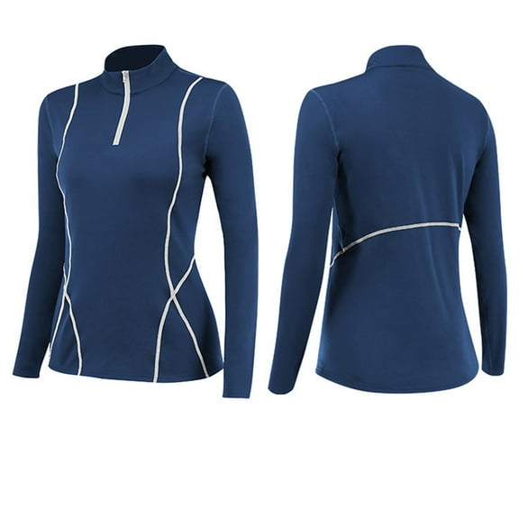 BLTIBY Women's Zip Up Workout Jacket Top Solid Color Standing Collar Slim Yoga Lightweight Athletic Jackets Running Gym Tops Blue XXL