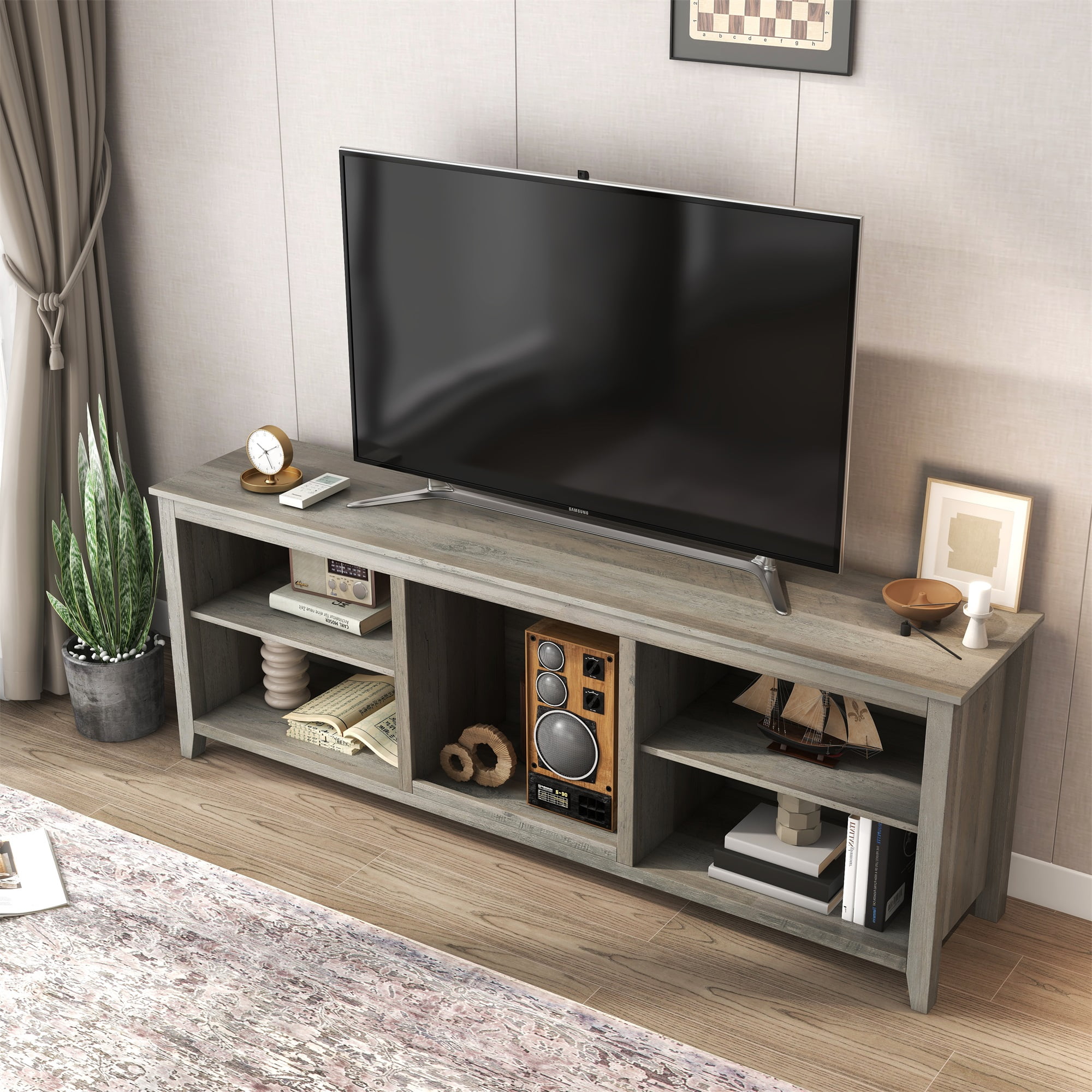 Kadyn TV Stand Entertainment Center for TVs up to 78", Grey Walnut TV Cabinet