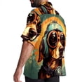 thumbnail image 3 of Retro Dog Men's Short Sleeve Spread Collar Poplin Shirt, Casual Printed Button Down Summer Beach Tops for Men, Unisex Comfortable Shirts, 3 of 6
