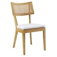 thumbnail image 3 of Caledonia Fabric Upholstered Wood Dining Chair Set of 2 in Natural White, 3 of 10