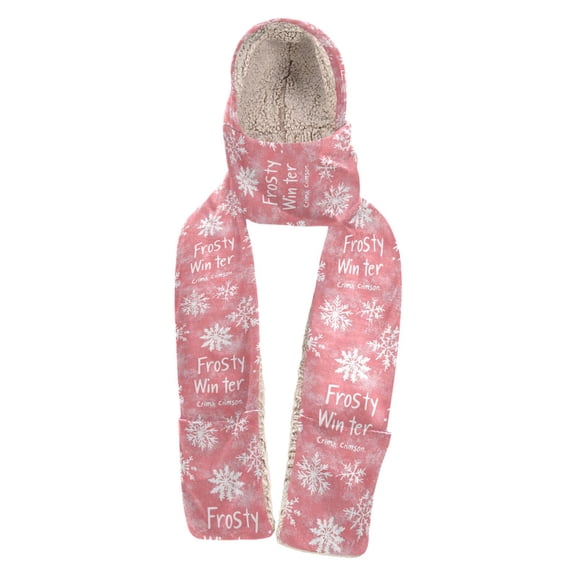 BZSMCE Warm Fleece Hood Scarf Wrap Frosty Winter Whimsy Pattern