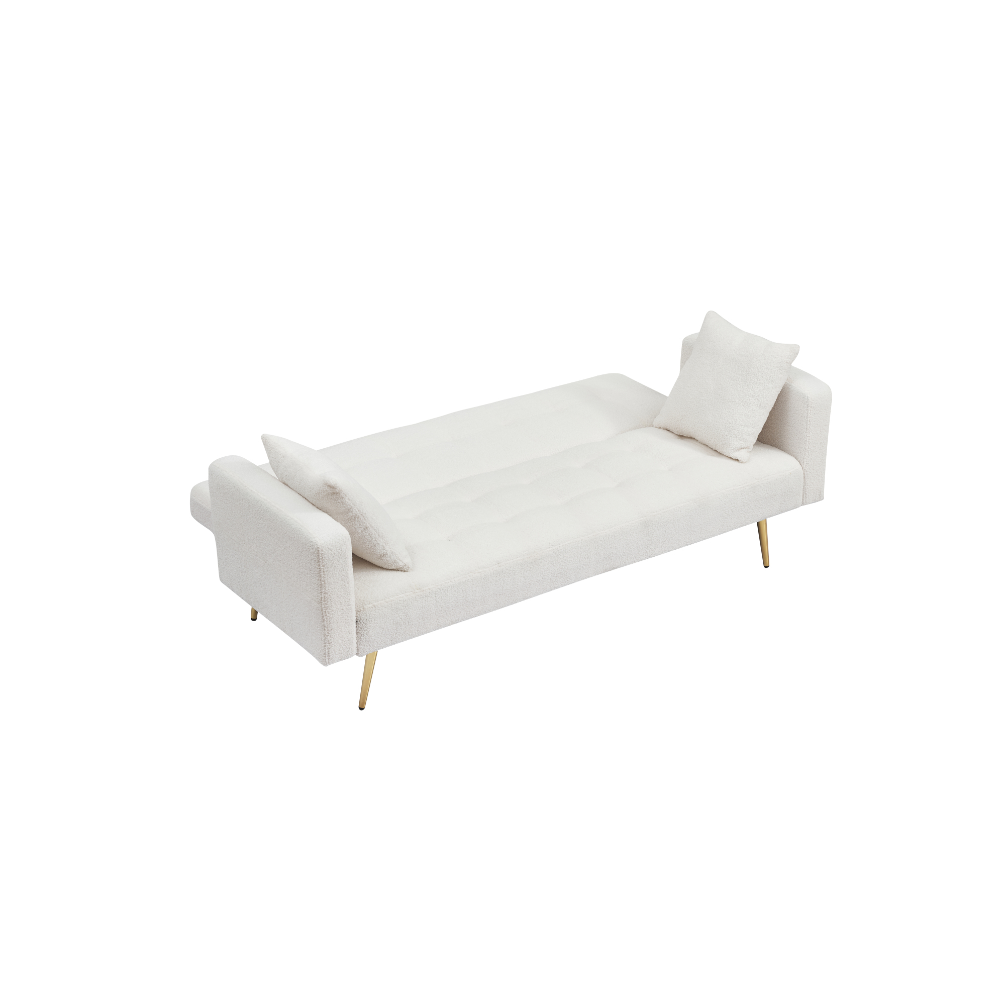 71" W Teddy Convertible Futon Sofa Bed,Modern Upholstered Loveseat Sofa Couch for Living Room,Small Space,Beige