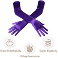 thumbnail image 4 of Long Opera Party 20s Satin Gloves Stretchy Adult Size Elbow Length,Purple, 4 of 4