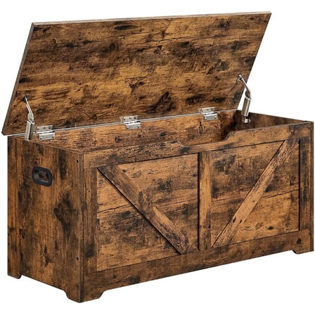 Storage Chest Storage Trunk with 2 Safety Hinges Storage Bench Shoe Bench 15.7 x 39.4 x 18.1 Inches, for Entryway, Bedroom, Living Room, Rustic Brown
