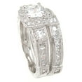 thumbnail image 3 of Princess Cut Sterling Silver Wedding Engagement Ring Set (Size 11), 3 of 4