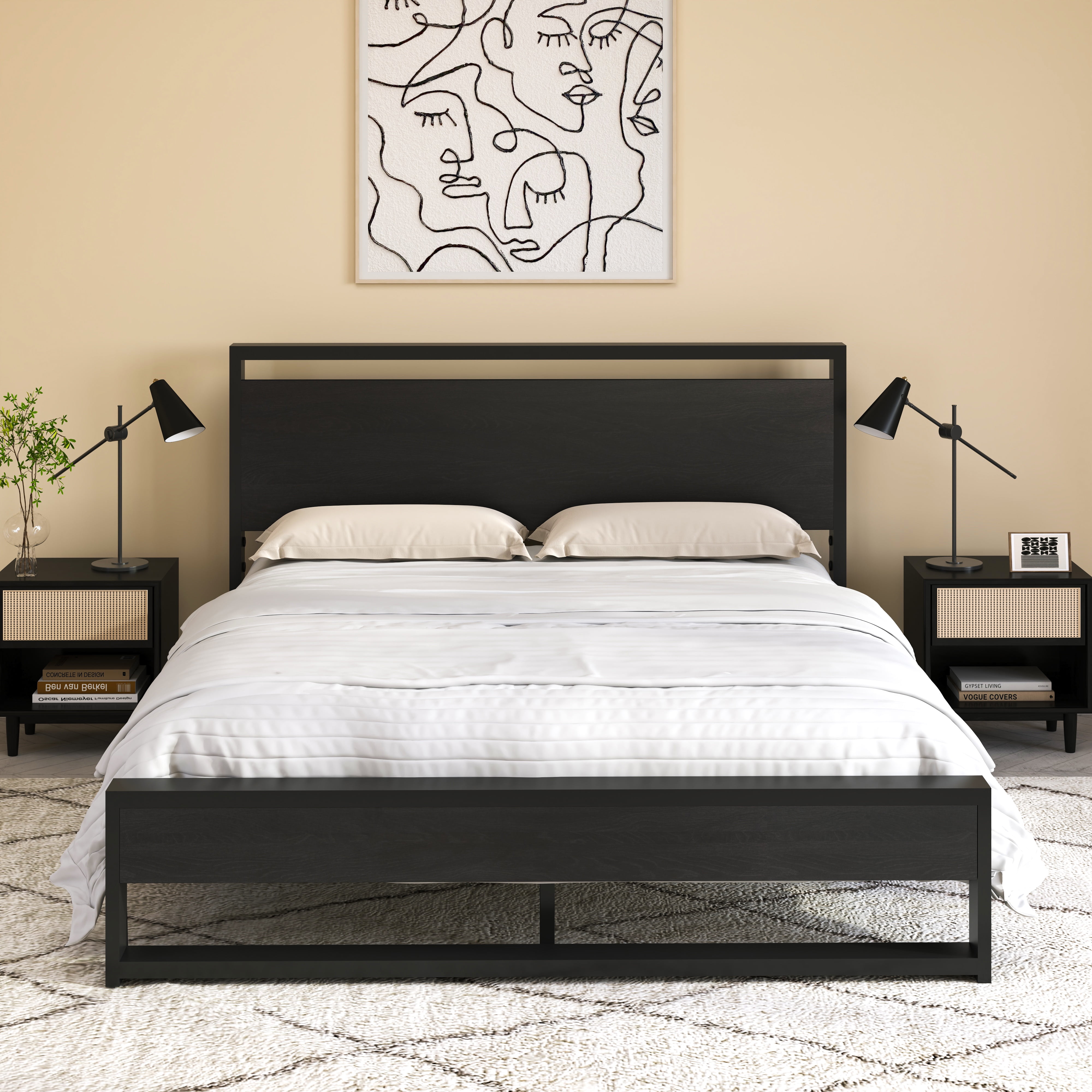 Zinus Gerard Faux Leather Platform Bed Frame, Full - Walmart.com