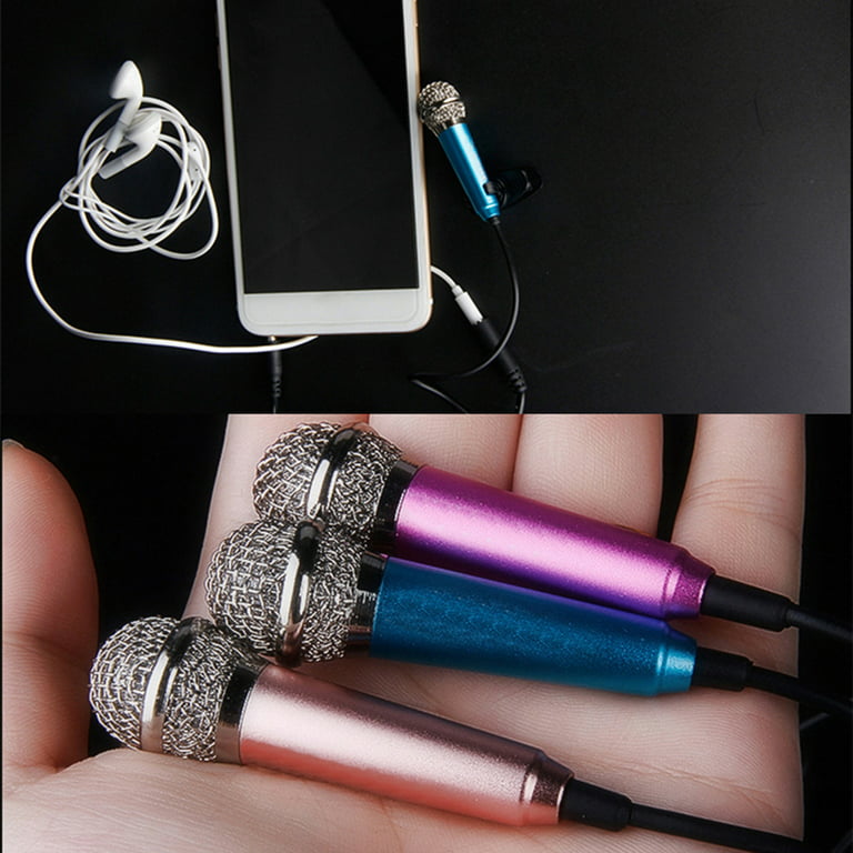 HYmarket 3.5mm Mini Condenser Microphone Phone Karaoke Mic with Stand for  iPhone android 