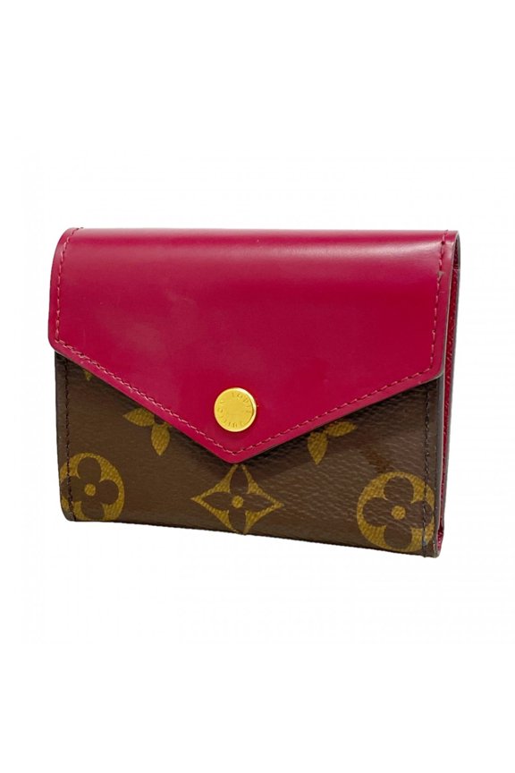 Pre-Owned Louis Vuitton Tri-fold Wallet Monogram Portefeuille Zoe M62932 Brown Fuchsia Women's