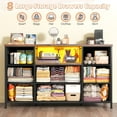 thumbnail image 3 of Dresser for Bedroom with 8 Fabric Drawer,Chest of Drawers with Charging Station and LED Lights,55 inch TV Stand with Open Shelves, 8 Drawers Dressers for Entryway, Living Room,Closet,Rustic Brown, 3 of 9