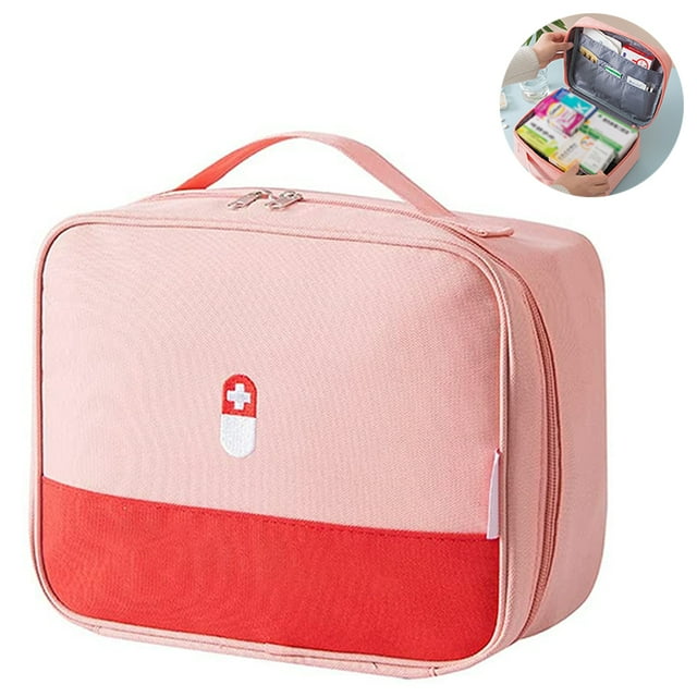 Bolsa de primeros auxilios con cremallera, organizador de medicamentos, bolsa de transporte vacía de emergencia con tela Oxford, estuche de viaje para pastillas con asa, bolsas médicas