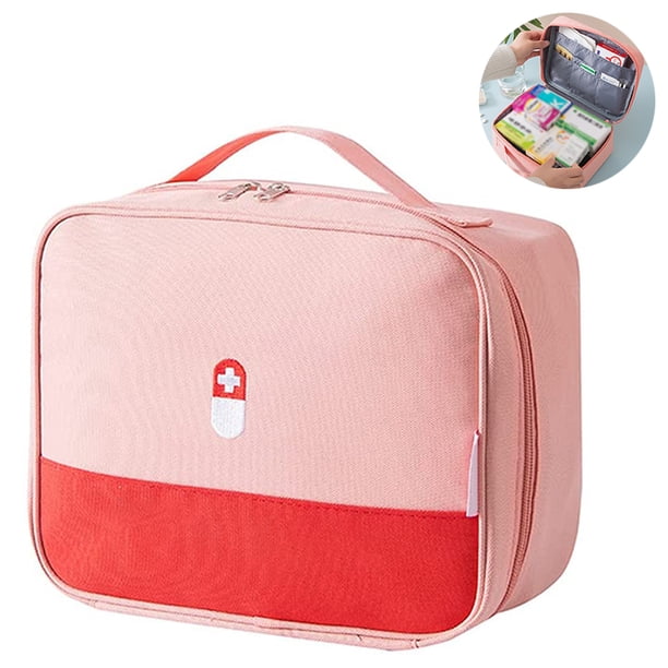 Bolsa de primeros auxilios con cremallera, organizador de medicamentos, bolsa de transporte vacía de emergencia con tela Oxford, estuche de viaje para pastillas con asa, bolsas médicas