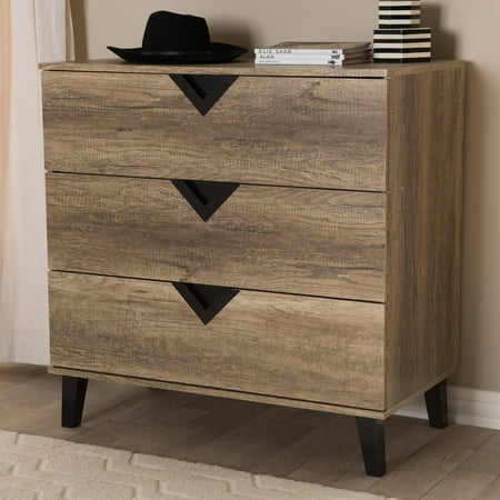 Baxton Studio Wales Contemporary Light Brown Wood 3-Drawer Chest