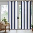 thumbnail image 4 of Navy Blue Stripe Outdoor Curtains for Patio Waterproof,Windproof Privacy Curtains with Weighted Bottom,Geometric Grey White Vertical Striped Outside Drapes for Picnic Garage Yard 54"x95" 2 Panel, 4 of 8