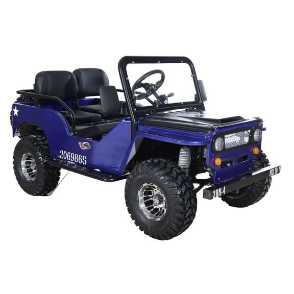 X-Pro Ranger 125 125cc Go Kart Gas Mini Jeep, 3-Speed Semi-Automatic Transmission, LED Headlights with Big 18" Aluminium Rim Wheels!(Blue)